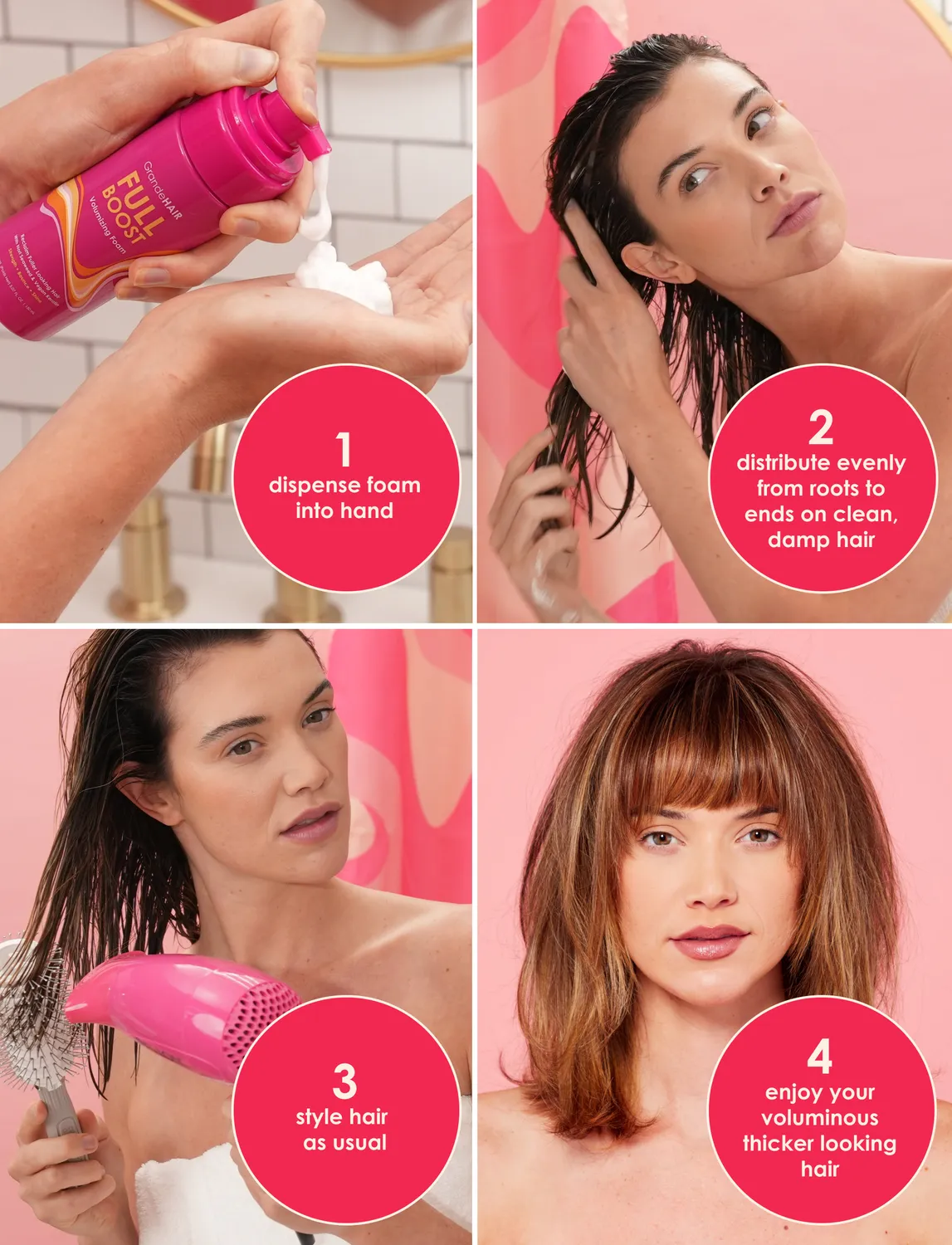 GRANDE Cosmetics GrandeHAIR Stylingschaum Volumen Reisprotein