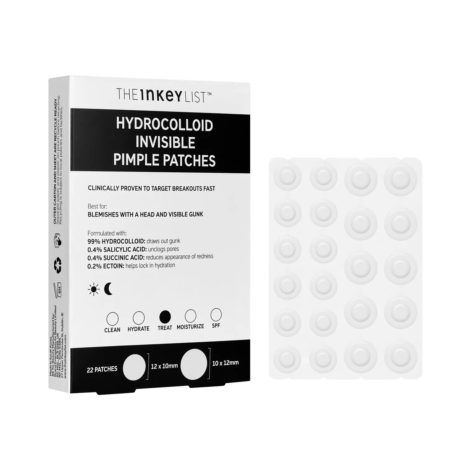 The INKEY List Hydrocolloid Invisible Pimple Patches 22 Stück Salicylsäure
