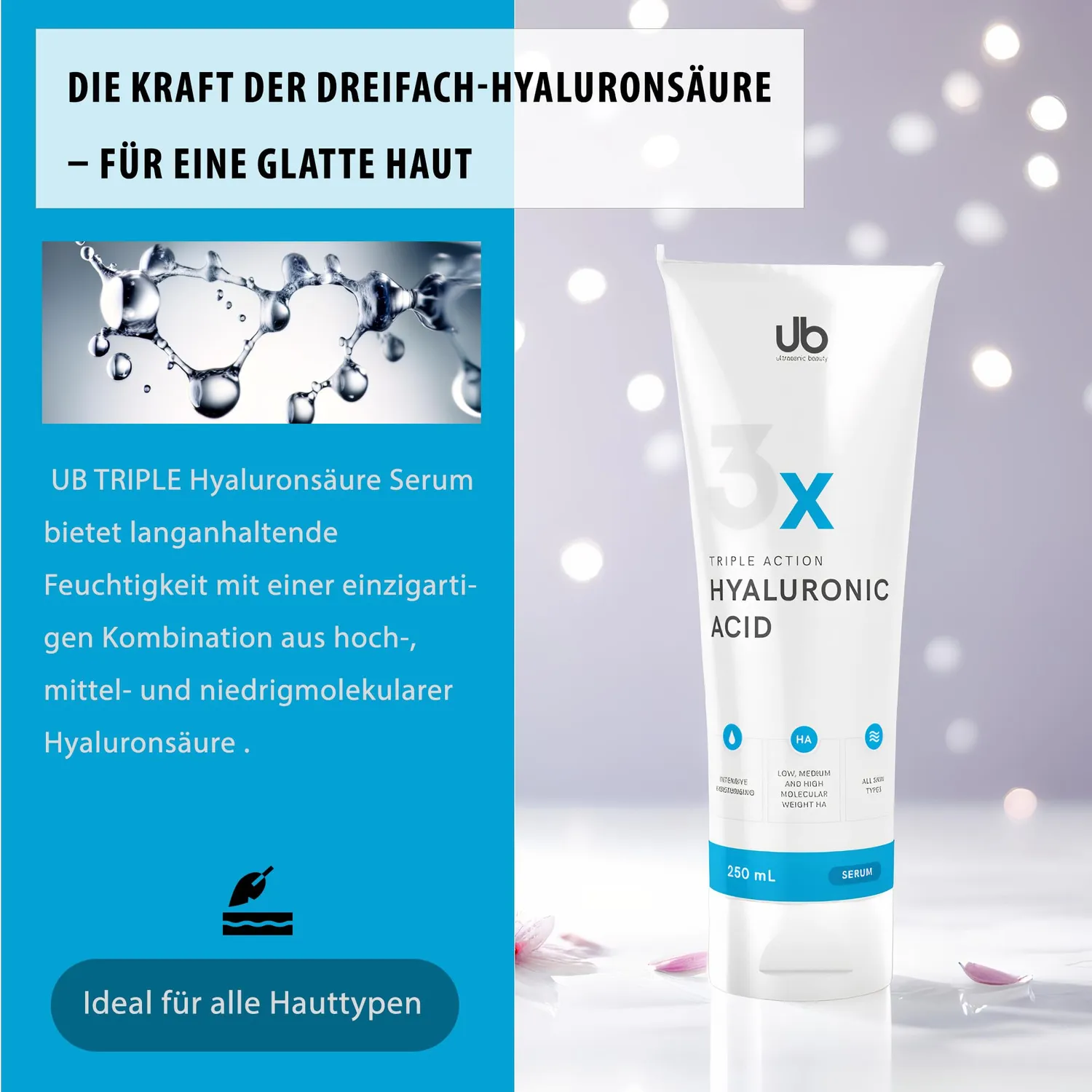 UB TRIPLE Hyaluron Serum XXL 250ml 3-fach für trockene Haut