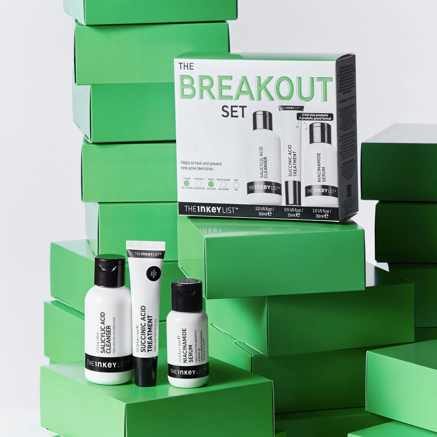 The INKEY List Breakout Pflegeset 3-teilig unreine Haut