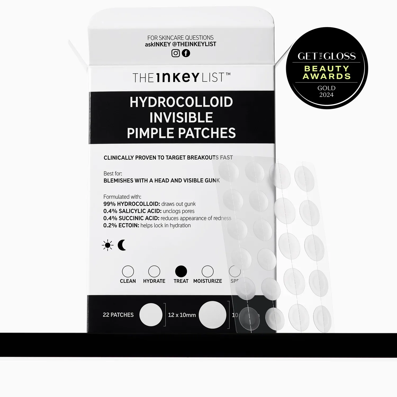The INKEY List Hydrocolloid Invisible Pimple Patches 22 Stück Salicylsäure