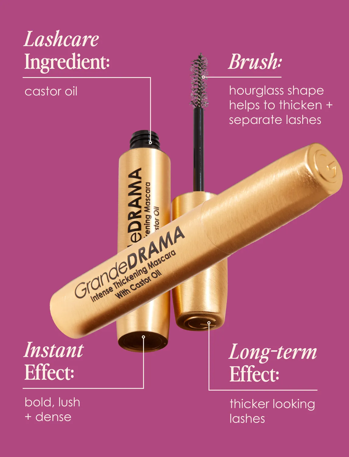 Grande Cosmetics GrandeDRAMA Mascara Rizinusöl Volumen