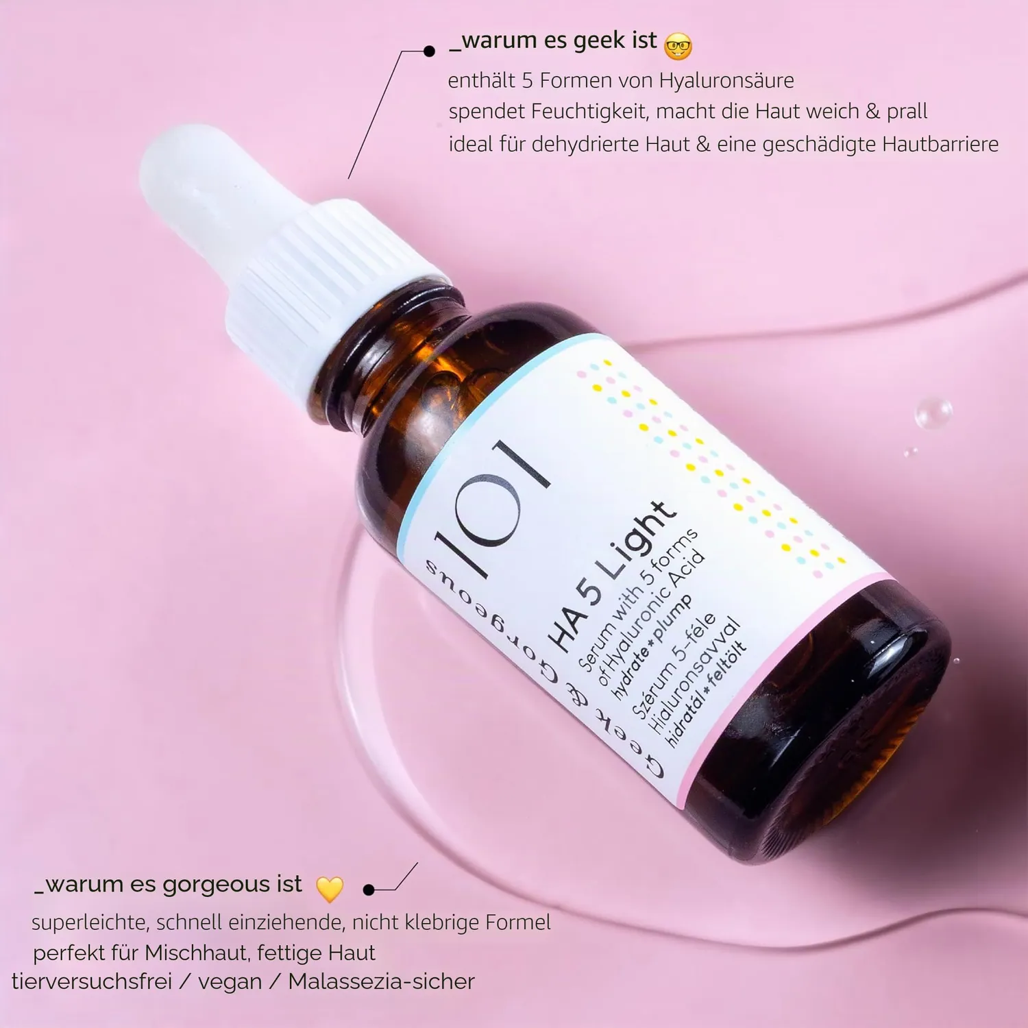 Geek & Gorgeous HA 5 Light Hyaluron Serum 30ml Mischhaut leicht