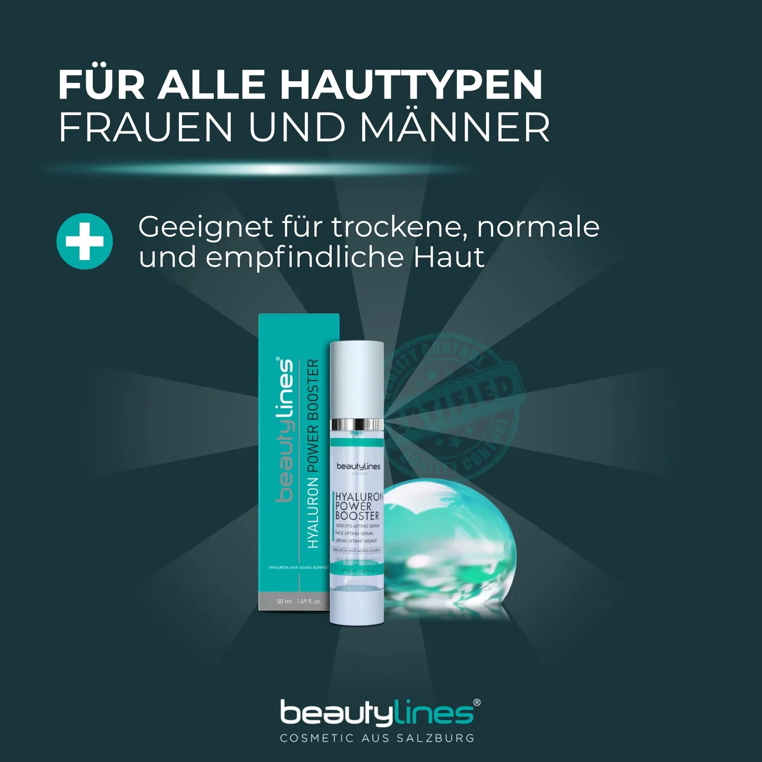Beautylines Hyaluron Power Booster Serum 50 ml mit Argireline für trockene Haut