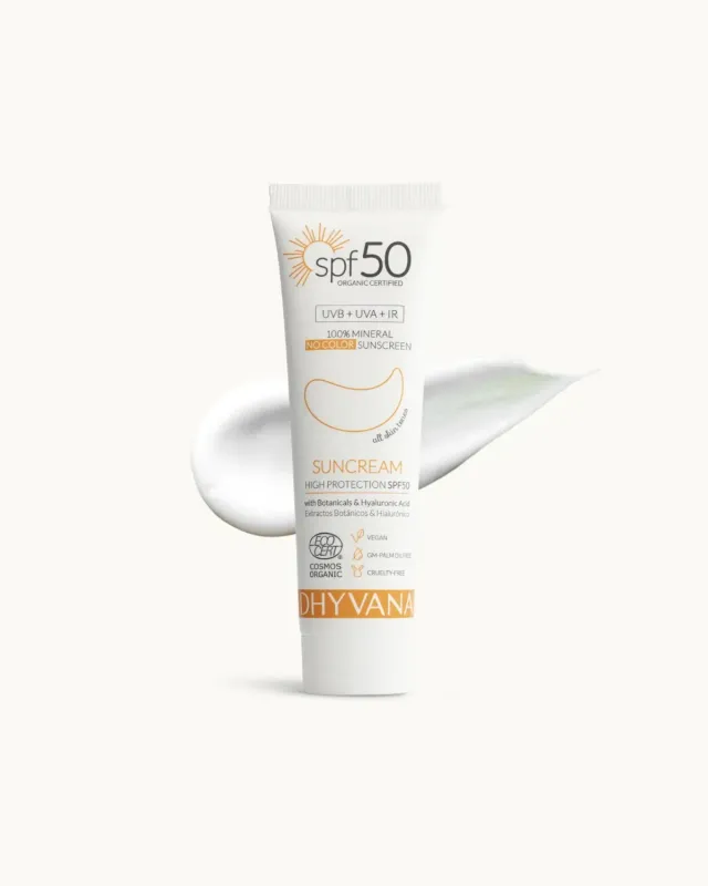 Dhyvana SPF50 SUN Sonnencreme ohne Farbe mineralisch sensibel