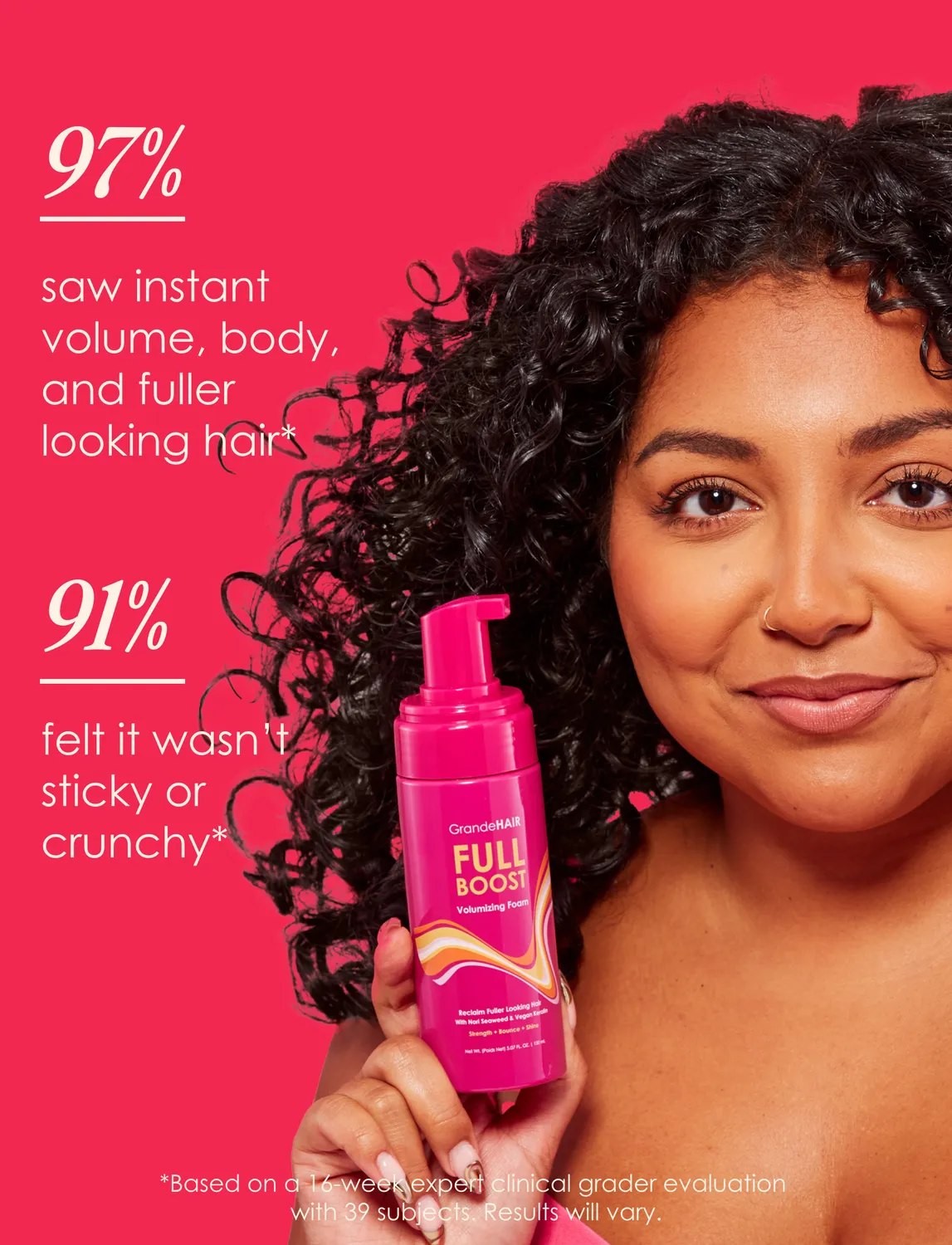 GRANDE Cosmetics GrandeHAIR Stylingschaum Volumen Reisprotein