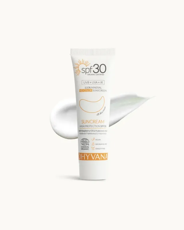 Dhyvana SPF30 Sun Sonnencreme ohne Farbe für empfindliche Haut