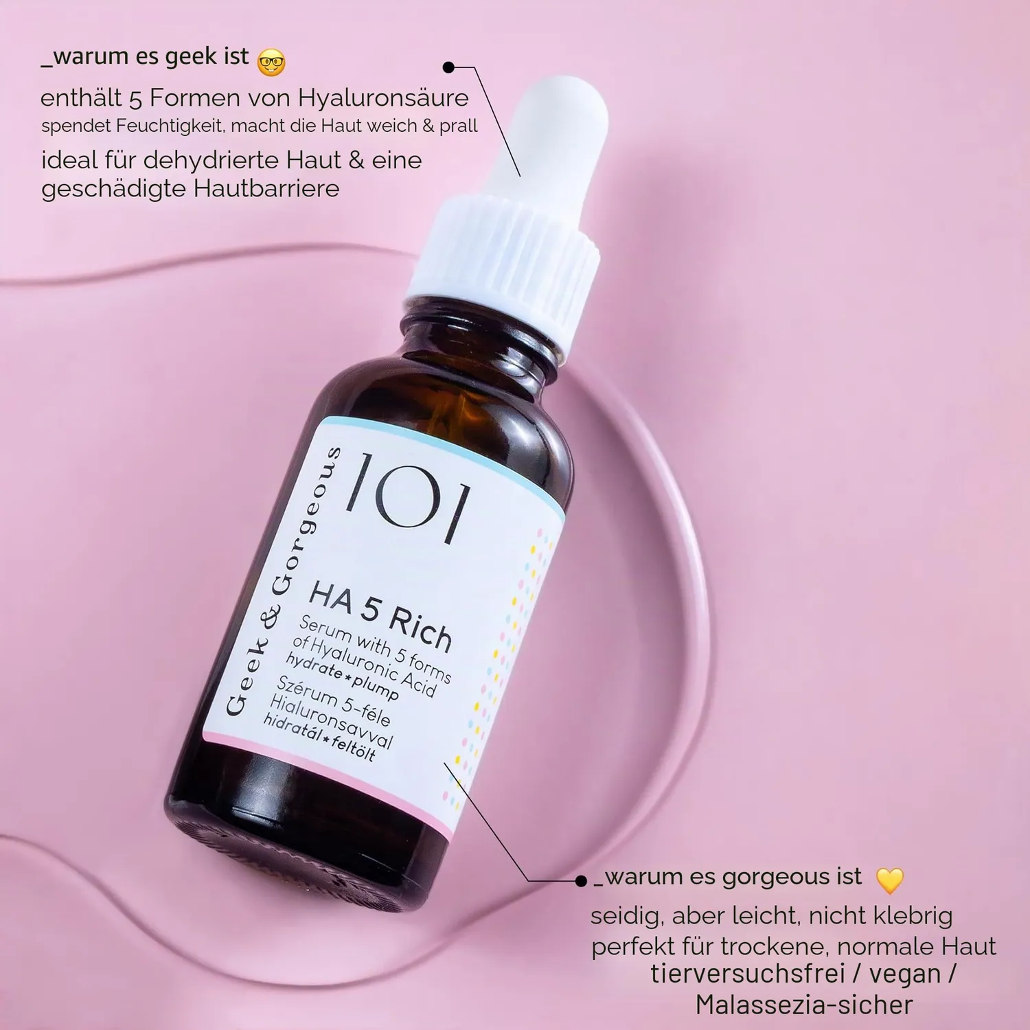 Geek & Gorgeous HA 5 Rich Hyaluron Serum 30ml trocken