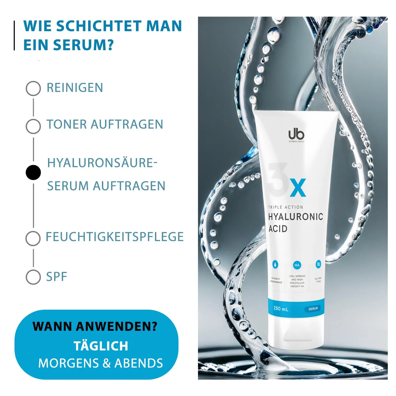 UB TRIPLE Hyaluron Serum XXL 250ml 3-fach für trockene Haut