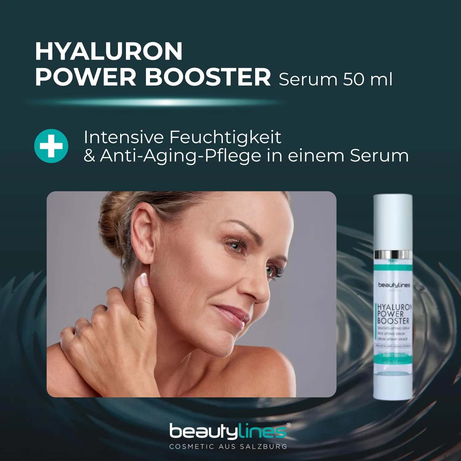 Beautylines Hyaluron Power Booster Serum 50 ml mit Argireline für trockene Haut